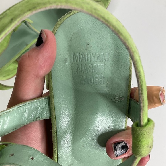 Maryam Nassir Zadeh Palma High Sandals Green Suede Size 40 - Picture 9 of 9